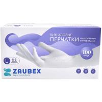 Перчатки виниловые  одноразовые  Zaubex р-р L 100 шт./уп. прозрачный
