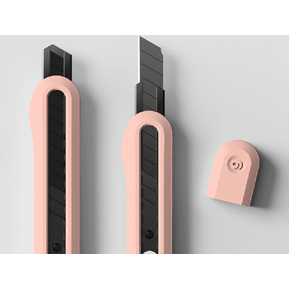 Нож для бумаги малый "Deli Nusign" 9 мм, усиленный, красный