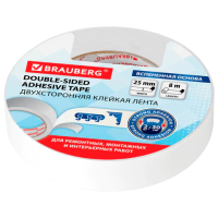 Клейкая лента двусторонняя 25мм*8 м BRAUBERG вспененая основа 1 мм