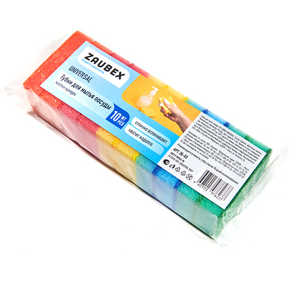 Губка кухонная для мытья посуды Zaubex Universal 8*5*2,5см, 10 шт/уп.