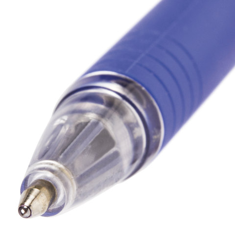 Ручка шарик/автомат масляная BRAUBERG "Click", корпус прозрачный, узел 1 мм, линия 0,5 мм, синяя