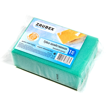 Губка хозяйственная для уборки помещений Zaubex 14*10*5,4см, 1 шт/упак