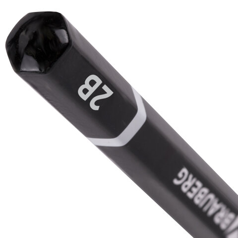 Карандаш чернографитный  BRAUBERG, "Touch line", 2В, корпус черный, заточенный