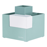 Подставка д/канц. мелочей "Deli" пласт., со съемн. секц., зелен. перлам.