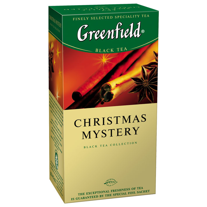 Чай Гринфилд Christmas Mystery черный с пряностями и ароматом цитрусовых 25 пакетиков по 1,5 г