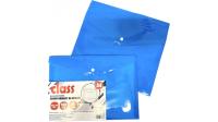 Папка конверт  на кнопке А4 CLASS непрозр.голубая 0,18 мм