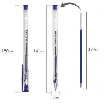 Ручка гелевая STAFF "Basic" GP-789 корпус прозрачный, хромированные детали 0,5мм синяя