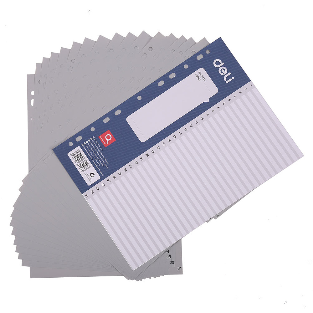 Разделитель на 31 деление А4 "Deli" пласт., с маркир., ассорти