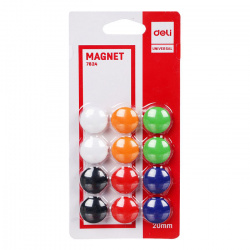 Кнопки магнитные DELI "Magnet" 15 мм, 12 шт., ассорти, блистер