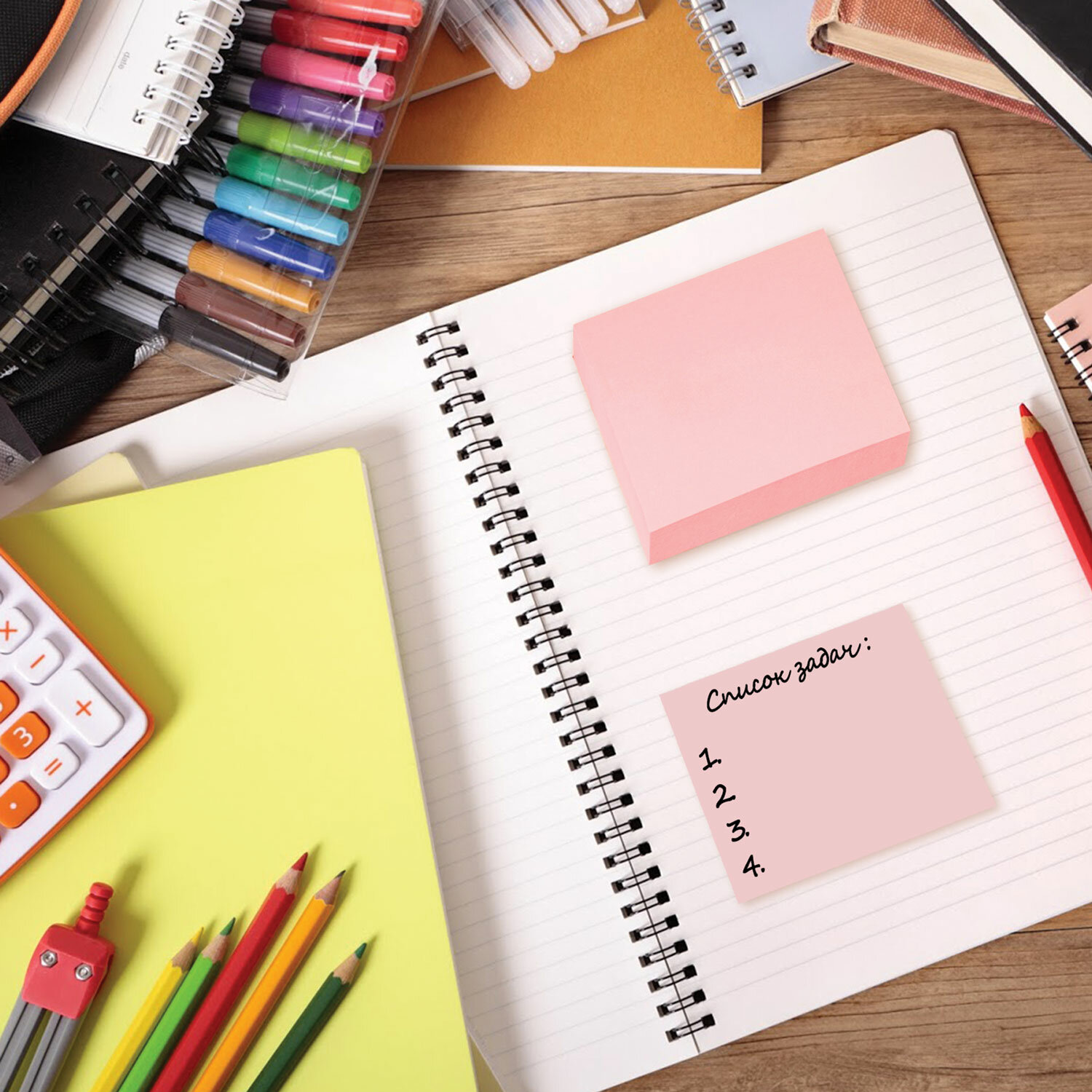 Бумага для заметок 76х76 мм 100 л STAFF, розовый