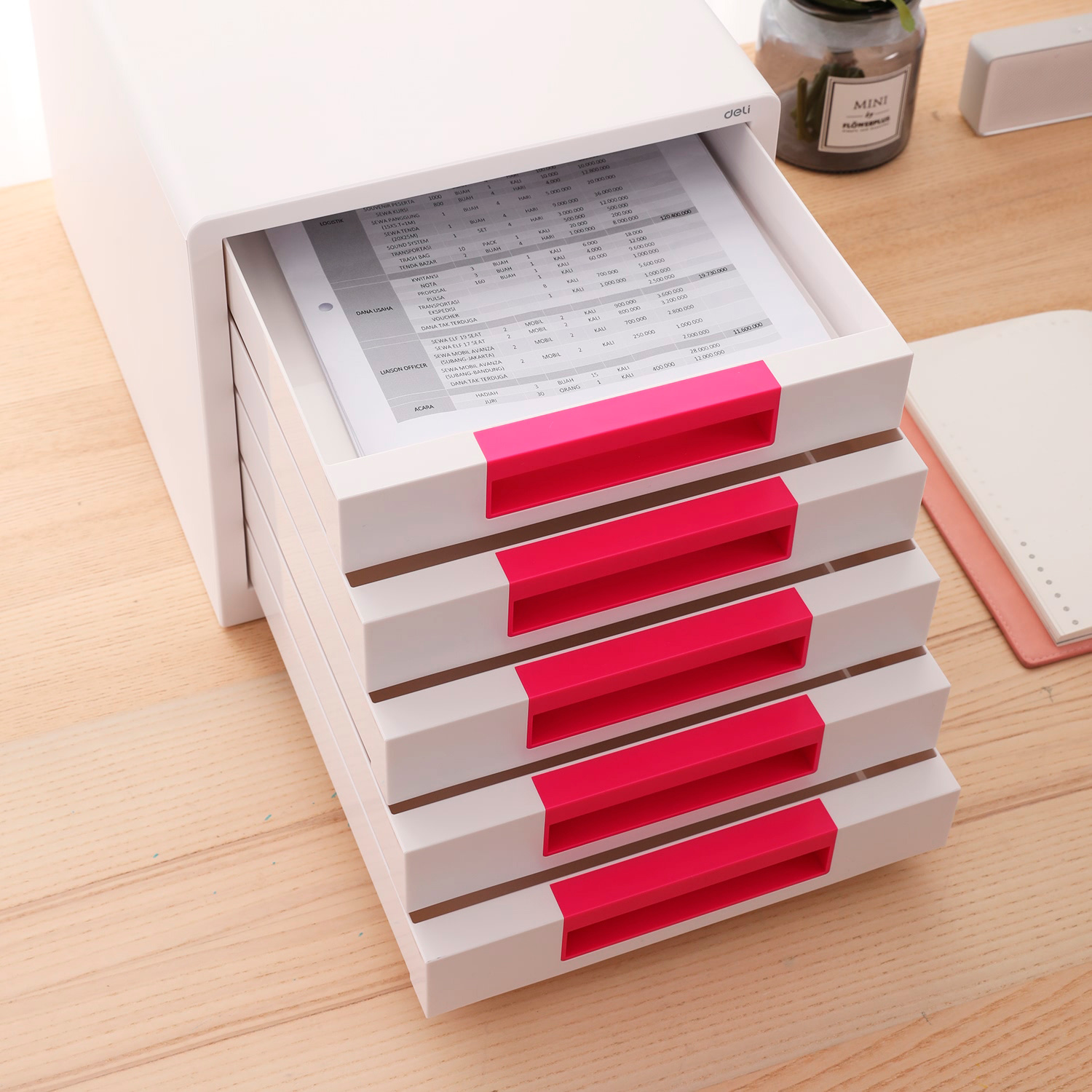 Блок из 5-ти лотков закрытый "Deli Rio", белый/розовый