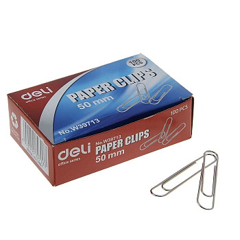 Скрепки DELI никелированные 100шт