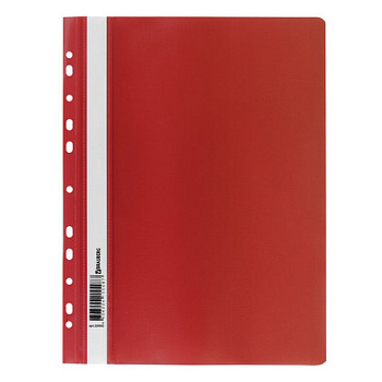 Папка-скоросшиватель с перфорацией Brauberg пластиковая, с прозрачным верхом