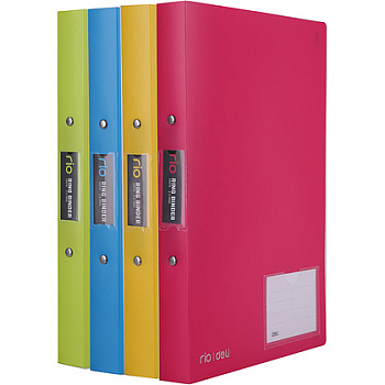 Папка на 2 кольца А4, 30 мм "Rio Deli" пласт., ассорти