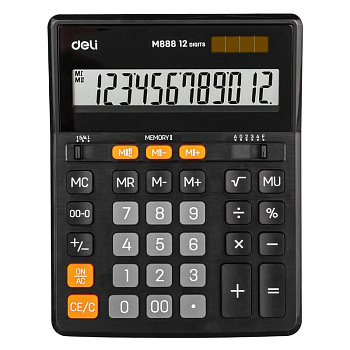 Калькулятор настольный 12-разрядный Deli черный