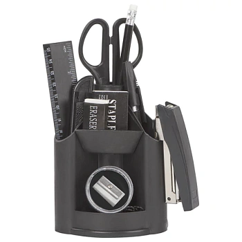 Набор настольный пластик STAFF 11 предметов, вращающийся, чёрный