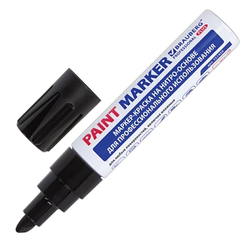 Маркер-краска BRAUBERG Professional Plus Jumbo (paint marker) черный лаковый 8 мм (нитро основа)