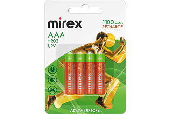 Аккумулятор NiMH AAA 1100мАч Mirex блистер 4 шт.