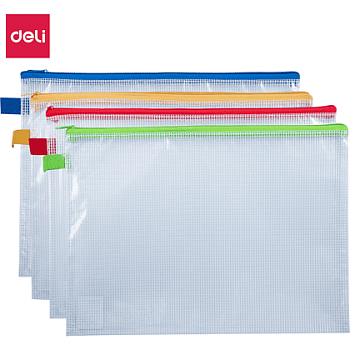 Папка конверт на молнии А4 "Deli" прозрачный
