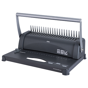 Перфобиндер Deli Plastic Binder 3871 на пласт. пружину, сшивает до 350 лст., перфорирует 12 лст.