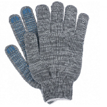 Перчатки трикотажные х/б "Лайт", с ПВХ покрытием точка из 4-х нитей, 10 кл. вязки