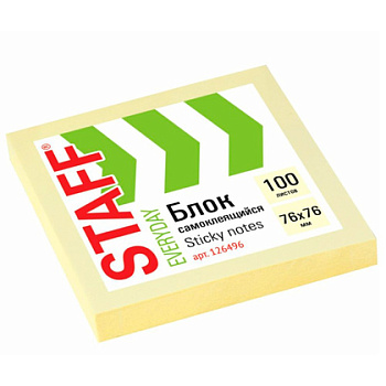 Бумага для заметок STAFF, 76х76 мм, 100 листов