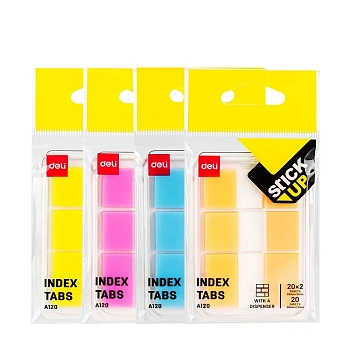 Закладки пластиковые Deli "Stick up" 38*12 мм, 2*20 шт., 38*25 мм, 20 шт., ассорти, блистер