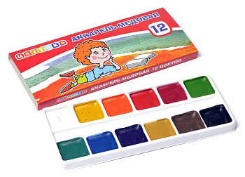 Акварель медовая Двенадцатицветик 12 цветов