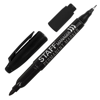 Маркер перманентный 2-х сторонний STAFF "Manager" PM-625 чёрный (0,8 и 2,2 мм)